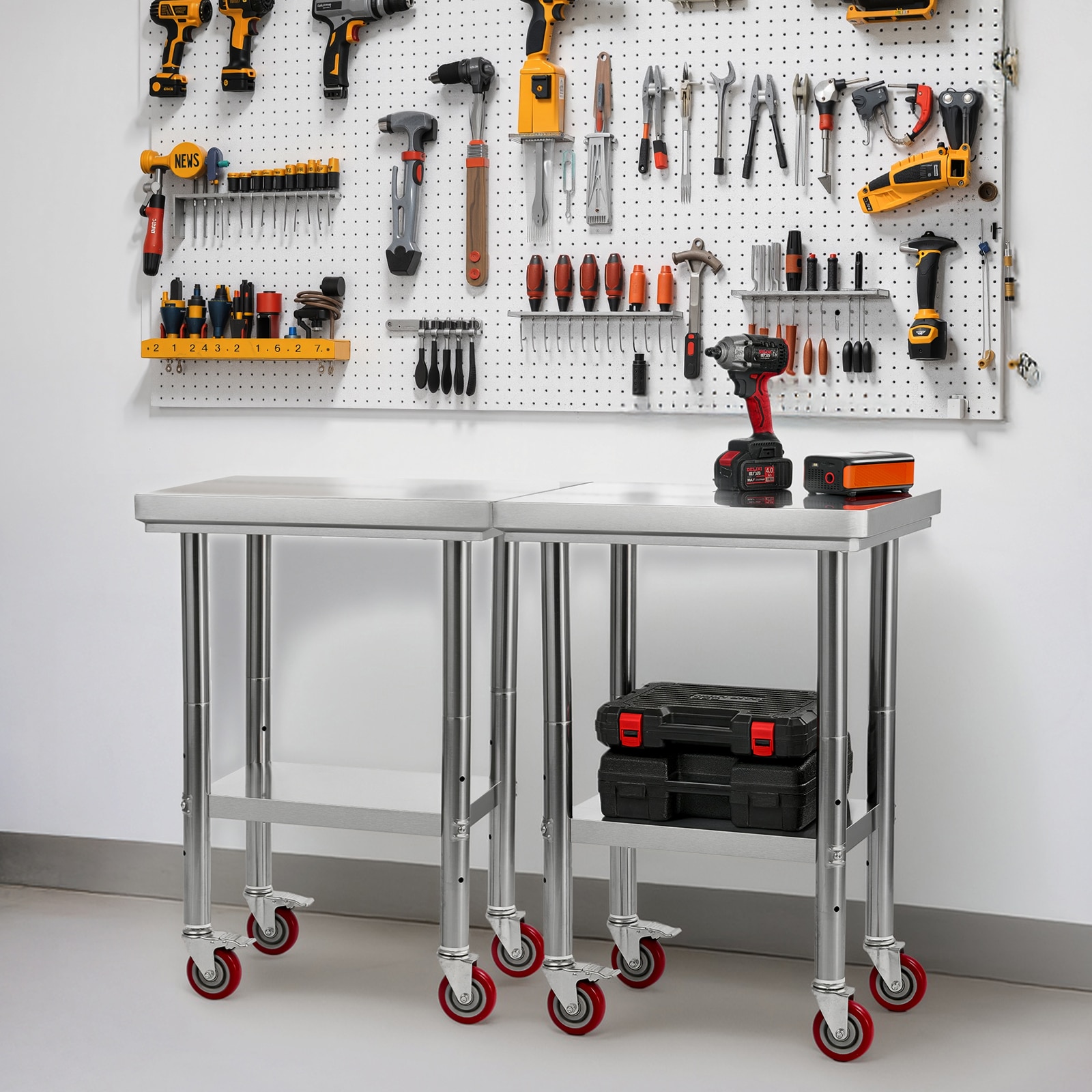 Stainless Steel Kitchen Prep Table With Wheels And Undershelf_voghion.com